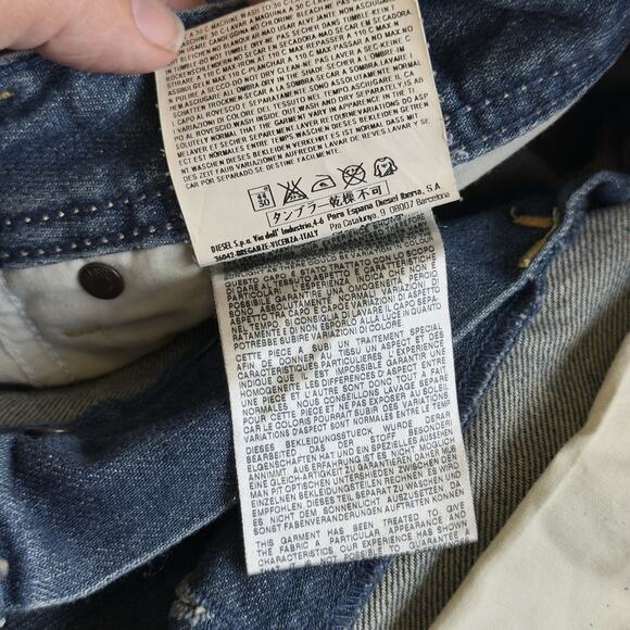 Vintage Diesel Zathan Jeans 0888A 33x32 Wide Bootcut Leg Aged Blue Only The Brav - Picture 8 of 12